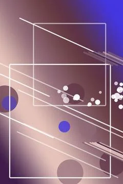 Abstract geometric frames and floating circles in a purple and blue gradien.. Stock-Illustration