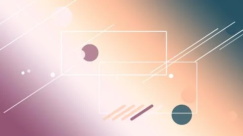 Abstract geometric frames and thin lines float over a soft pastel gradient,.. Illustrazione stock