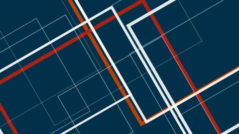 Abstract geometric framework with sharp grid lines in deep blue, white, and.. 库存插图