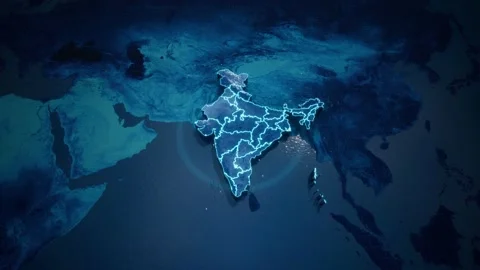 Abstract  geometric futuristic concept 3d Map of India with borders as 스톡 동영상 207664656