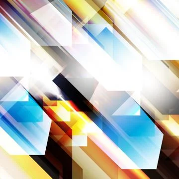 Abstract geometric gems and crystals glowing background with sparks and shini Stock Illustration