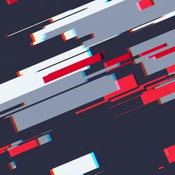 Abstract Geometric Glitch Art Background with Red, White, and Gray Diagonal イラスト素材