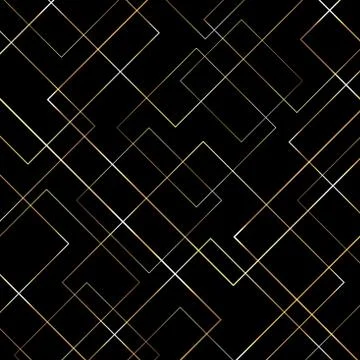 Abstract Geometric Gold Lines Pattern on Black Background. Stock Illustration