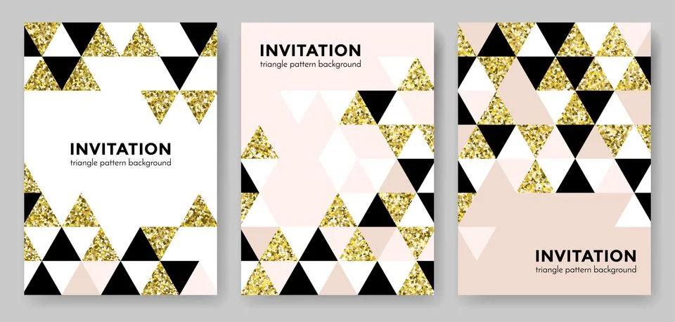 Abstract geometric gold pattern background for invitation card design templat Stock Illustration