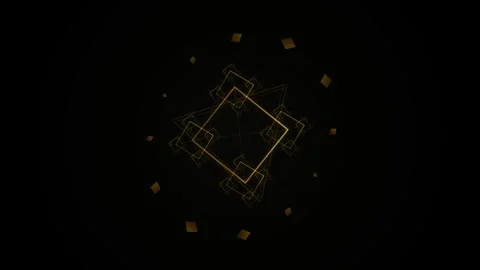 Abstract Geometric Golden Pattern on Black Background, Luxury Digital Art, .. Stock Footage 346661390