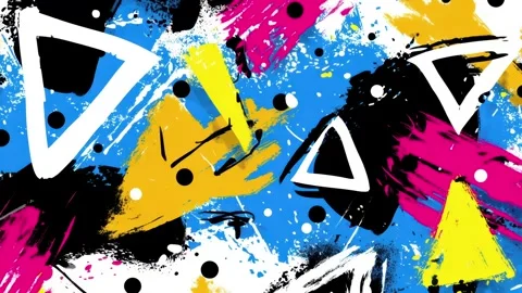 Abstract Geometric Graffiti Background With White Triangles on Blue Stock-Footage 315539020
