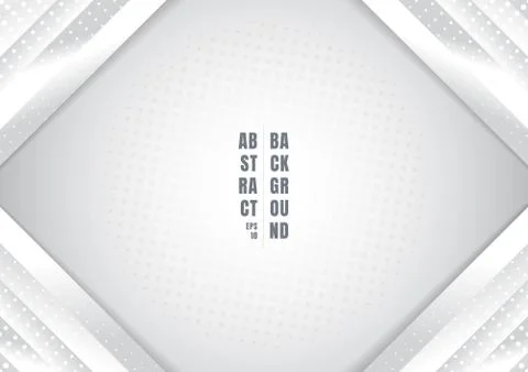 Abstract geometric gray gradient color corner with halftone effect on white b Stock Illustration