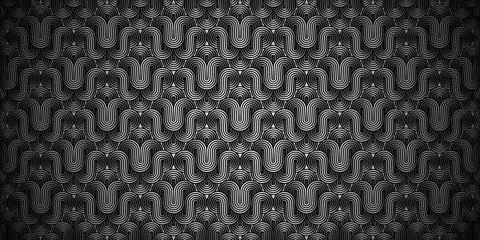 Abstract geometric gray metallic background seamless pattern with twisted lin Stock Illustration
