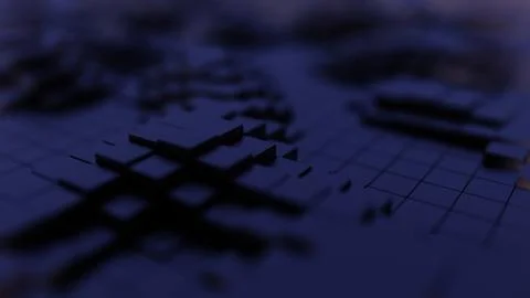 Abstract Geometric Grid with 3D Cubes Stock Illustration