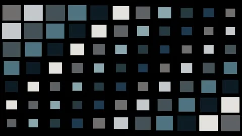 Abstract Geometric Grid Animation With Pulsing Blue And Grey Squares On Bla.. 库存影片 347792854