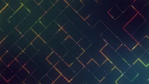 Abstract Geometric Grid Background, Neon Lines, Digital Technology Stock Footage 332850013