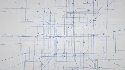 Abstract Geometric Grid of Blue Lines and Squares with Digital Connection The Stock Footage 341374304