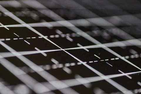 Abstract Geometric Grid with Bokeh Effect and Angled Perspective Stock-Fotos