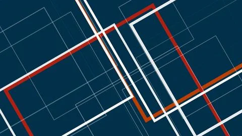 Abstract geometric grid with bold intersecting white and red lines over dee.. Ilustração Stock