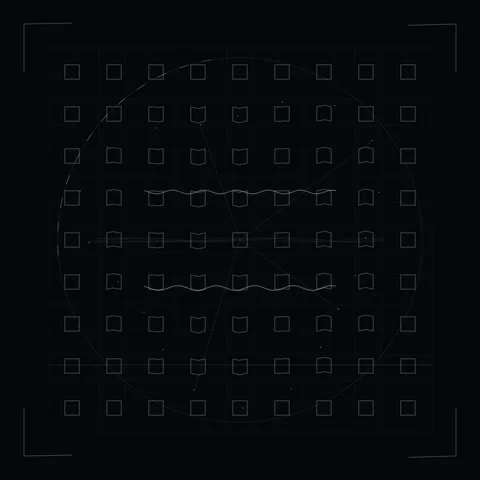 Abstract Geometric Grid with Circle and Wavy Lines on Dark Background Video stock 346282719