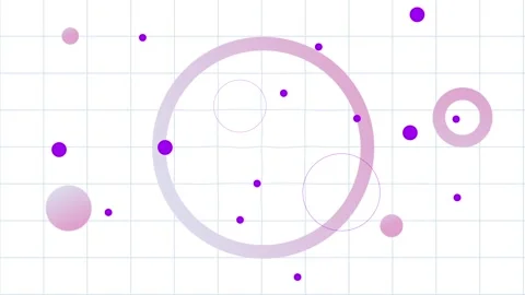 Abstract Geometric Grid with Gradient Circles and Purple Dots Patterned Ill.. Stock-Footage 341926616