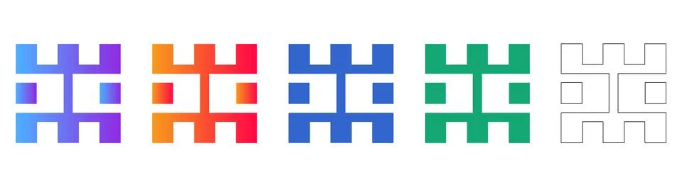 Abstract Geometric Grid Icons in Multiple Styles 스톡 일러스트
