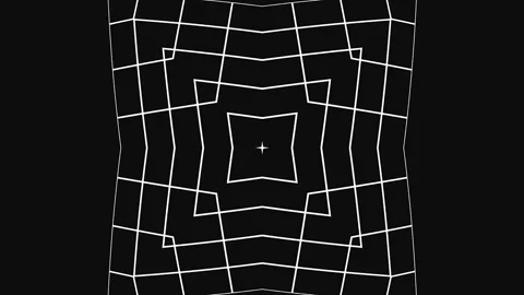 Abstract Geometric Grid Morphing with Kaleidoscopic Symmetry in Dark Cinema.. Video stock 341652280