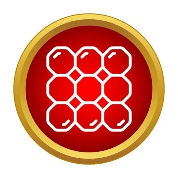 Abstract geometric grid pattern on red icon Stock Illustration
