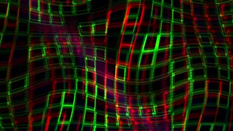 Abstract Geometric Grid Pattern with Vibrant Neon Glow Effects. Stock Footage 334456730