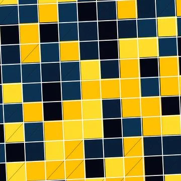 Abstract Geometric Grid Pattern with Yellow and Dark Blue Squares Stock Illustration