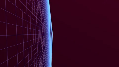 Abstract geometric grid tunnel perspective, digital art with glowing blue lines Video stock 329951782