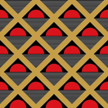 Abstract geometric half round patterns and triangles.seamless pattern in Illustrazione stock