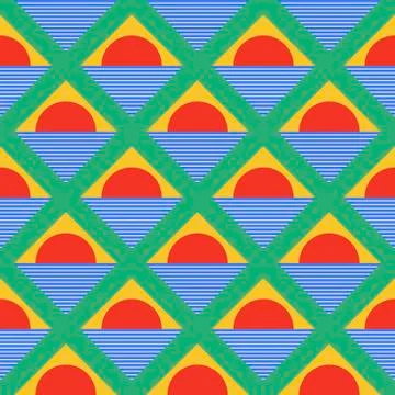 Abstract geometric half round patterns and triangles.seamless pattern in Illustrazione stock