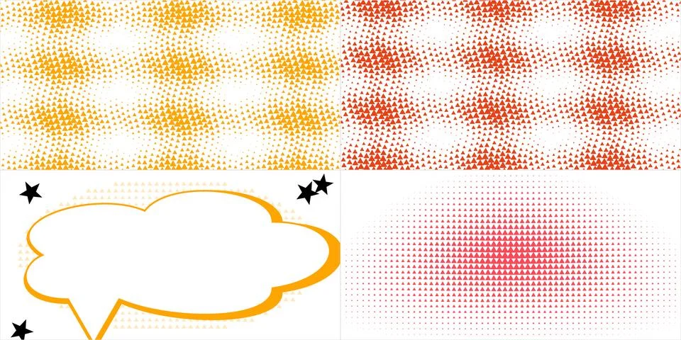 Abstract Geometric Halftone Pattern Collection Featuring Comic Speech Bubbles Stockillustratie