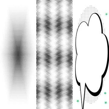 Abstract Geometric Halftone Patterns and Comic Speech Bubble Graphic Elemen.. Stock Illustration