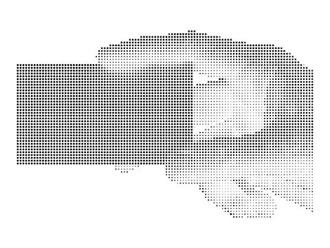 Abstract geometric halftone rectangular shape constructed from small black .. Ilustración de archivo