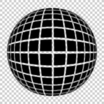 Abstract geometric halftone sphere with grid pattern creating a sense of de.. Stock Illustration