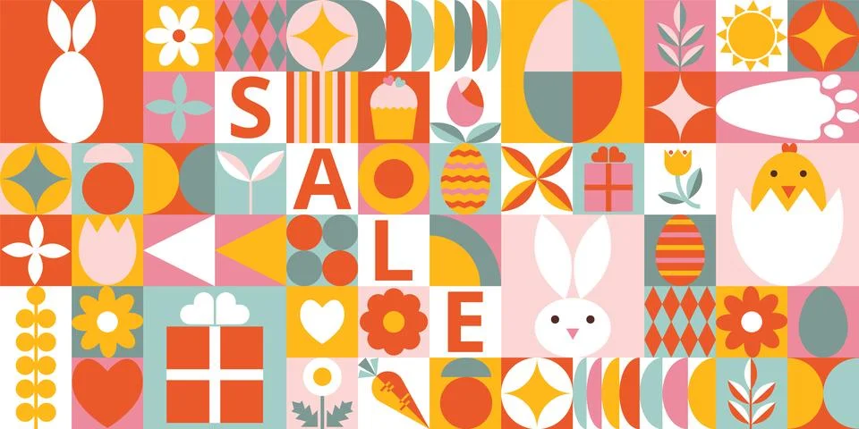 Abstract geometric Happy Easter background for advertising. Stock Illustration