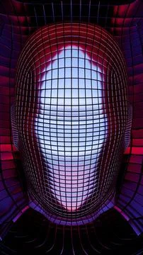 Abstract Geometric Head with Grid Pattern and Futuristic Colors イラスト素材
