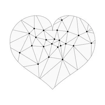 Abstract geometric heart of lines and dot, polygonal shape. Valentine s day b Stock Illustration