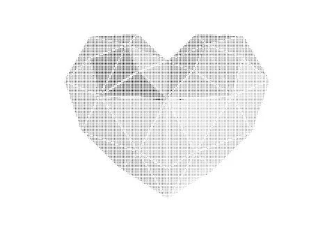 Abstract geometric heart shape with halftone texture for romantic greeting .. Stock Illustration