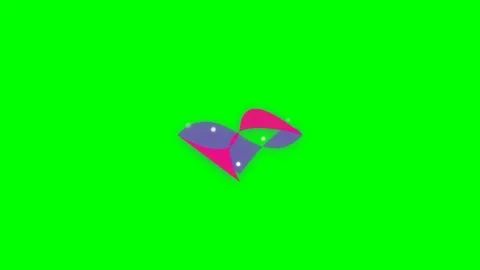 Abstract geometric heart shape with pink and purple hues on green screen Video stock 340267746