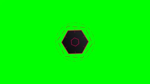 Abstract geometric hexagon design with red lines on a solid green background Stock Footage 340904272