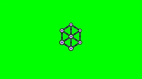 Abstract geometric hexagon network icon isolated on a vivid green background Stock Footage 340268114