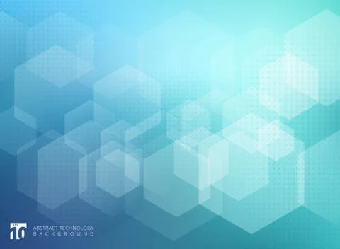 Abstract geometric hexagon overlay pattern on blue background. Stock Illustration