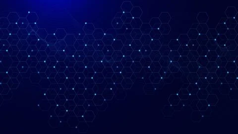 Abstract geometric with hexagon pattern and glowing particles. 스톡 일러스트