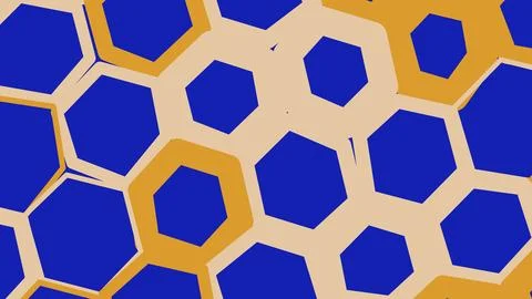 Abstract geometric hexagon pattern in blue and gold Illustrazione stock