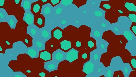 Abstract geometric hexagon pattern in blue and brown イラスト素材