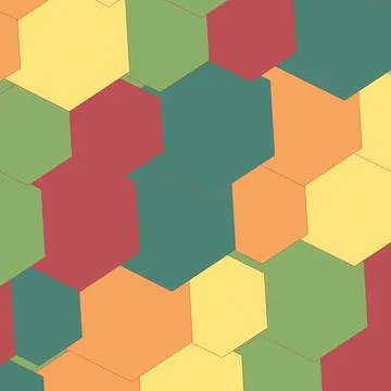 Abstract Geometric Hexagon Pattern with Colorful Overlapping Shapes in Earthy イラスト素材