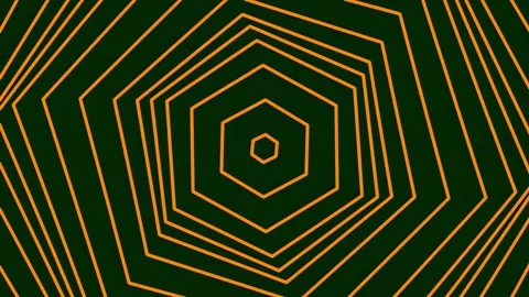 Abstract Geometric Hexagon Pattern Glowing Yellow Lines On Black Background Stock Footage 341059824