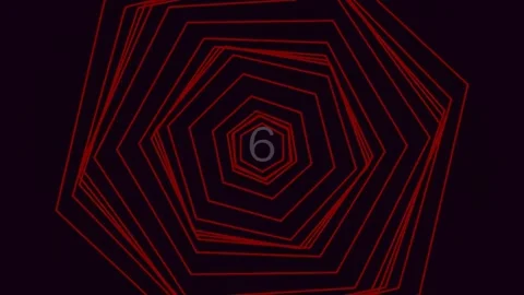 Abstract Geometric Hexagon Pattern: Glowing Red Lines on Black Background Stock Footage 342115953