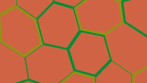 Abstract geometric hexagon pattern in orange and green 스톡 일러스트