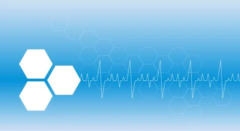 Abstract geometric hexagon pattern overlay on blue background. Technology pat Illustrazione stock