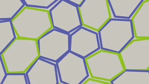 Abstract geometric hexagon pattern with purple and green lines イラスト素材