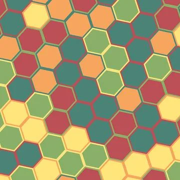 Abstract Geometric Hexagon Pattern in Retro Color Palette Stock Illustration